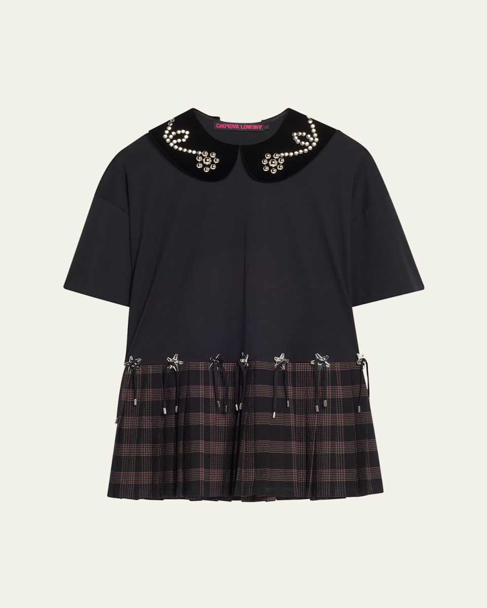 Saltos Studded Mini Kilt Dress